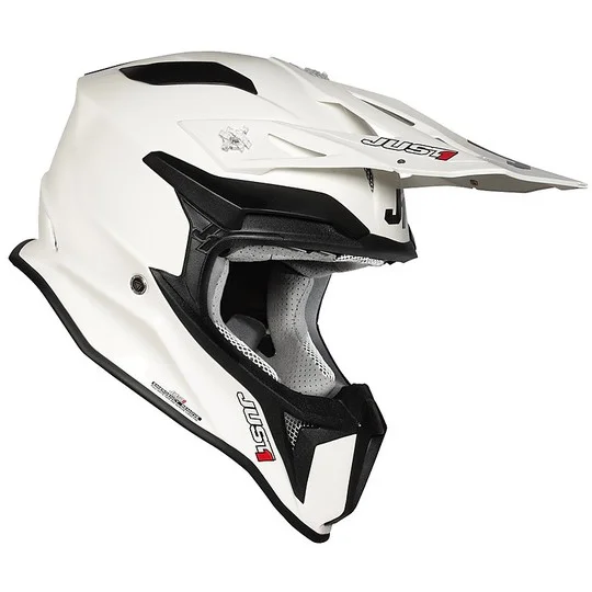Must-Have Casco Moto Cross Enduro In Fibra Just1 J18 SOLID Bianco Lucido