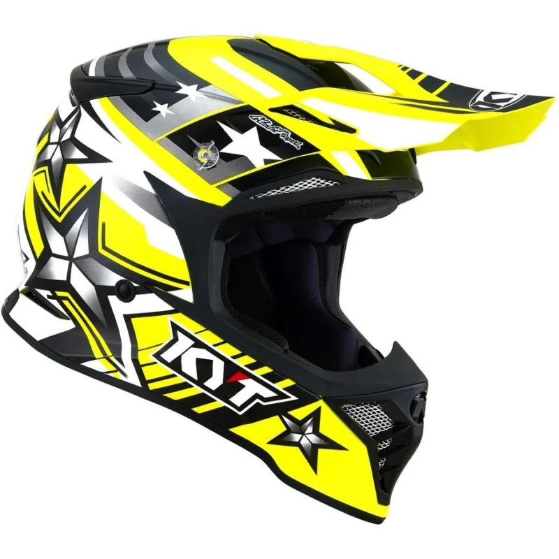 Spedizione Espresso Casco Moto Cross Enduro In Fibra KYT SKYHAWK ARDOR Giallo Fluo