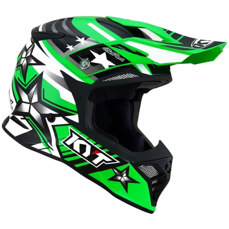 Occasione Casco Moto Cross Enduro In Fibra KYT SKYHAWK ARDOR Verde FLUO