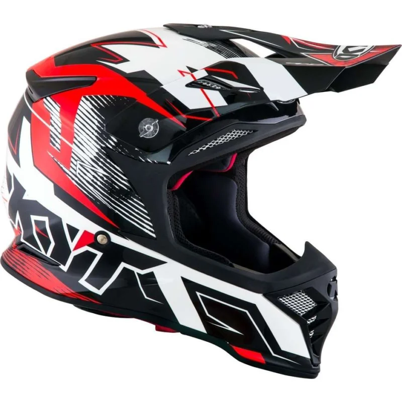 Casco Moto Cross Enduro In Fibra KYT SKYHAWK DIGGER Bianco Rosso Prezzo Basso