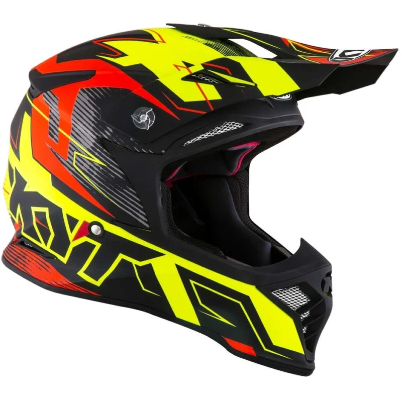 Pagamento Sicuro Casco Moto Cross Enduro In Fibra KYT SKYHAWK DIGGER Opaco Giallo Arancio