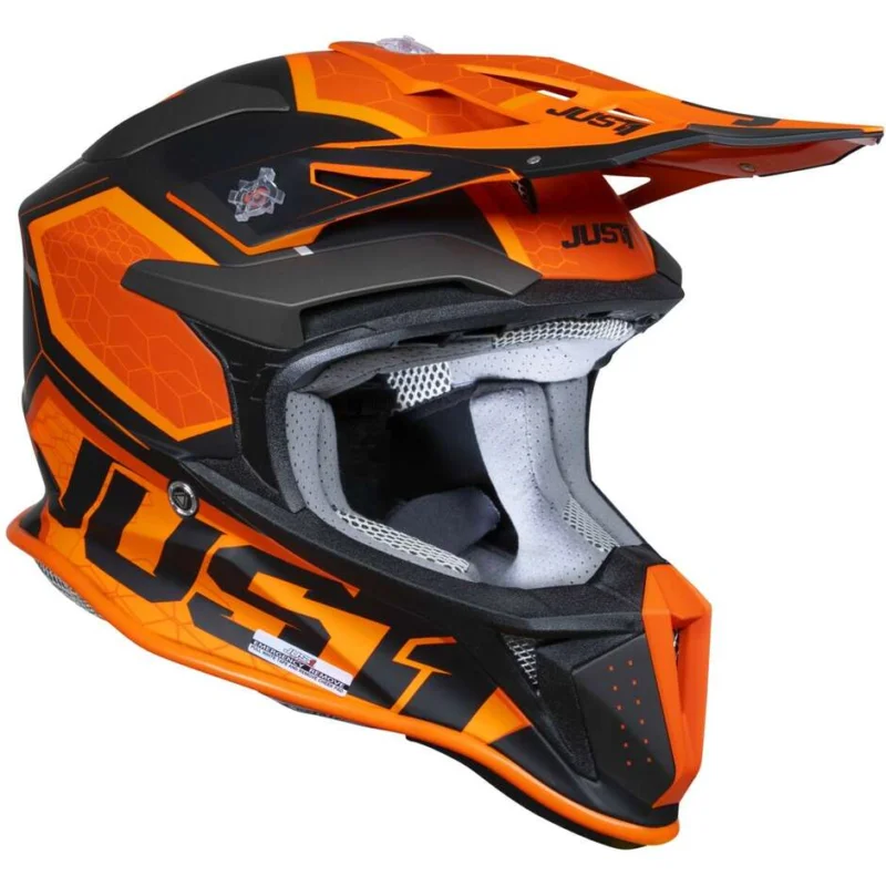 Novità Casco Moto Cross Enduro Just1 J18-f Hexa Arancio Titanio Nero