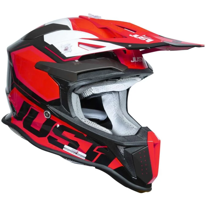 Prezzo Ridotto Casco Moto Cross Enduro Just1 J18-f Hexa Bianco Fluo Rosso Nero