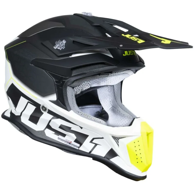 Occasione Imperdibile Casco Moto Cross Enduro Just1 J18-f Hexa Fluo Giallo Nero Bianco
