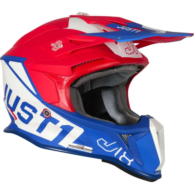 Subito Disponibile Casco Moto Cross Enduro Just1 J18 Mips Vertigo Blu Bianco Rosso