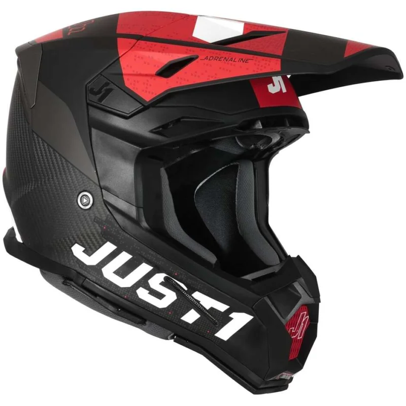 Reso Gratuito Casco Moto Cross Enduro Just1 J22 Adrenaline Rosso Carbonio Opaco 22.06