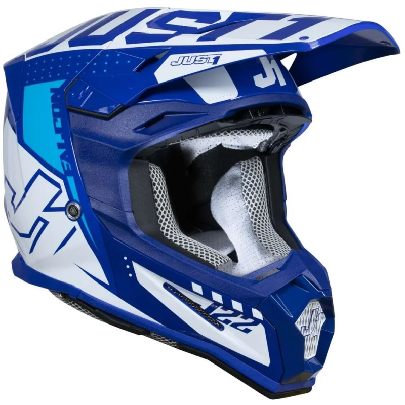 Di Tendenza Casco Moto Cross Enduro Just1 J22-f Falcon Bianco Blu