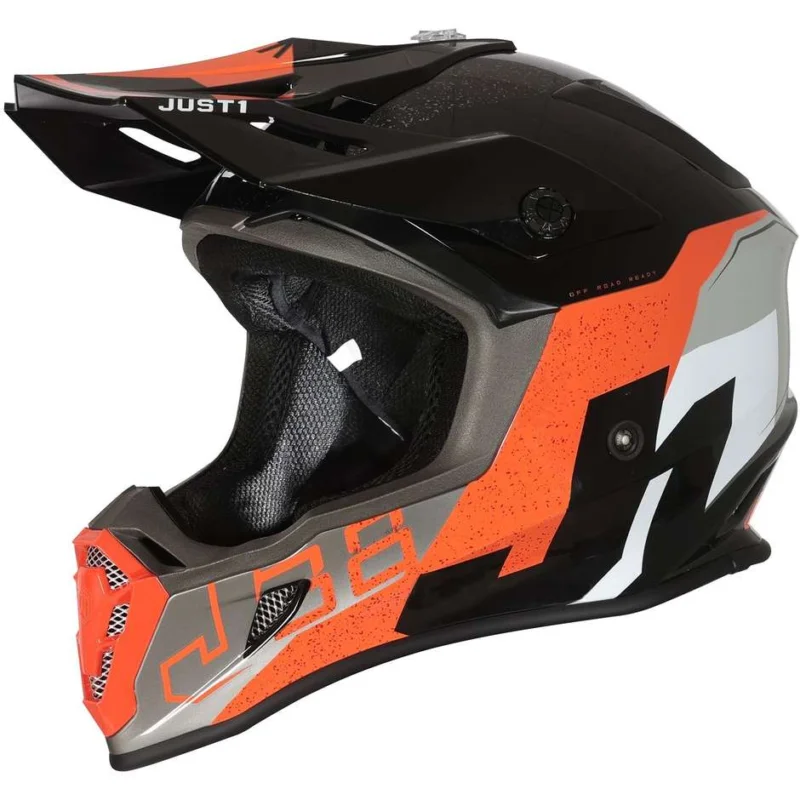 Casco Moto Cross Enduro Just1 J38 KORNER Arancio Nero Lucido Ultime Pezzi