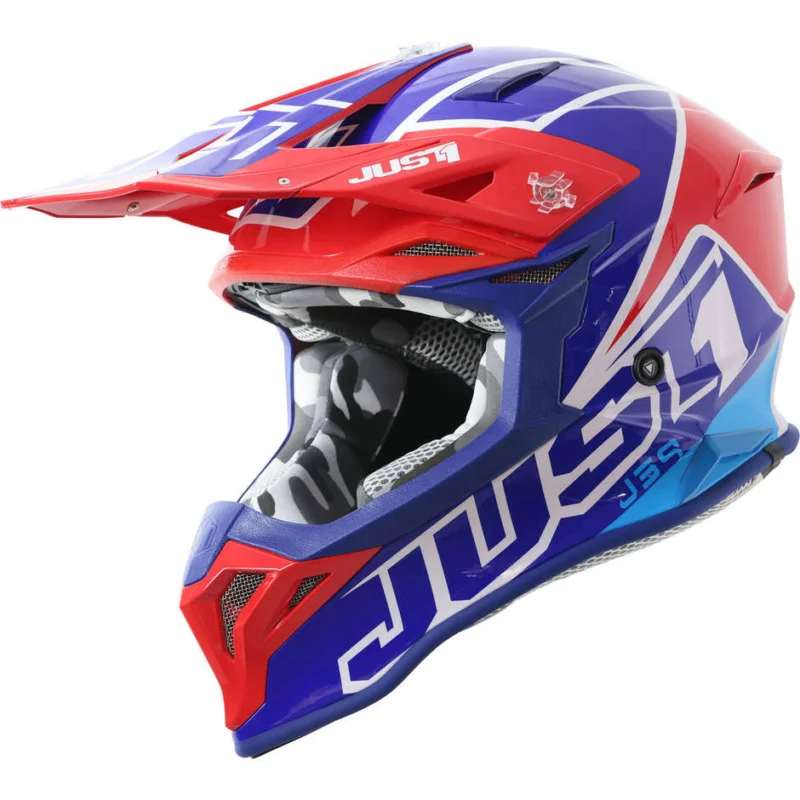Casco Moto Cross Enduro Just1 J39 06 Thruster Blu Bianco Rosso Nuovo Arrivo