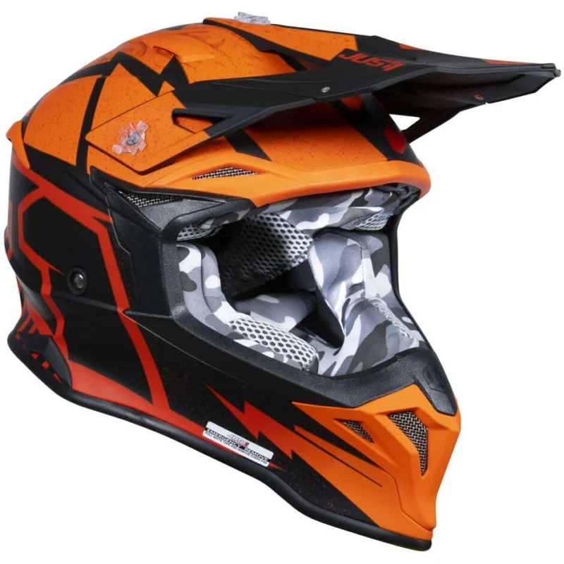Ultime Pezzi Casco Moto Cross Enduro Just1 J39 Poseidon Fluo Arancio Rosso Nero