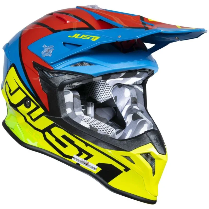 Casco Moto Cross Enduro Just1 J39 Thruster Fluo Giallo Rosso Blu Scelto Dai Clienti