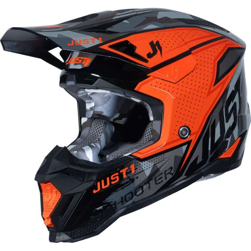 Casco Moto Cross Enduro Just1 J40 Shooter Camo Arancio Nero Saldi