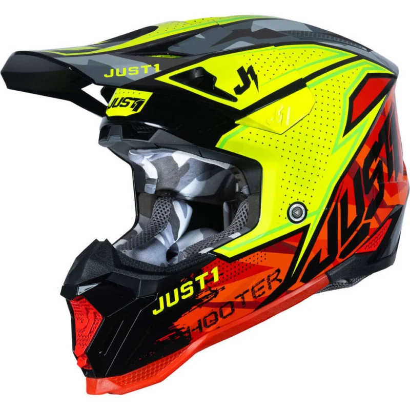 Casco Moto Cross Enduro Just1 J40 Shooter Camo Rosso Nero Ultima Occasione