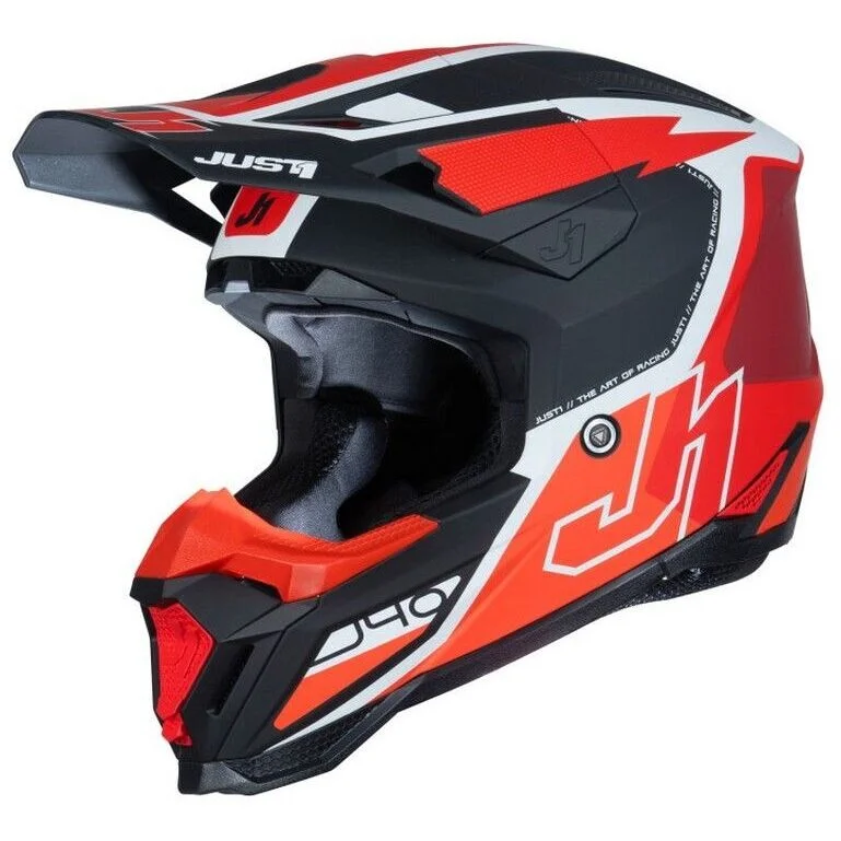 Direttamente Dal Produttore Casco Moto Cross Enduro Just1 J40 Shooter Flash Rosso Nero Bianco