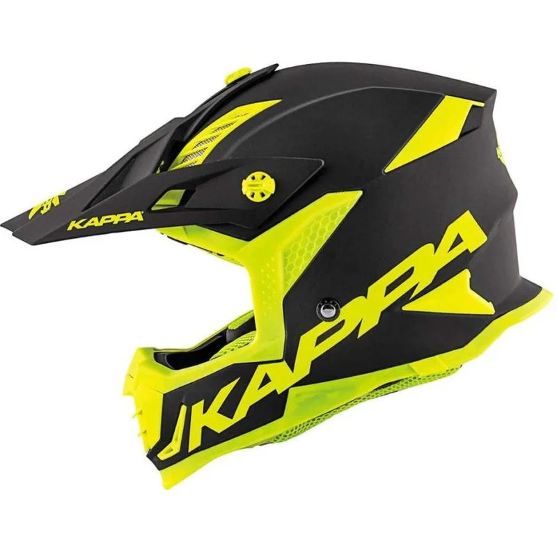 Novità Casco Moto Cross Enduro Kappa KV39 SOLID Nero Opaco Giallo Fluo