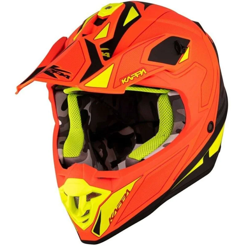 Casco Moto Cross Enduro Kappa KV49 Shock Nero Opaco Arancio Prezzo Scontato