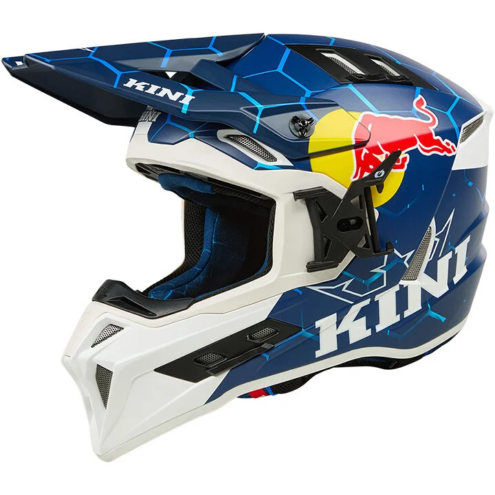 Promo Stagionale Casco Moto Cross Enduro Kini Red Bull EXC 1.0 Blu Bianco