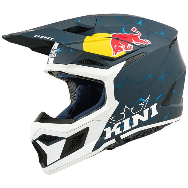 Casco Moto Cross Enduro Kini Red Bull MX3 1.0 Blu Bianco Prezzo Basso