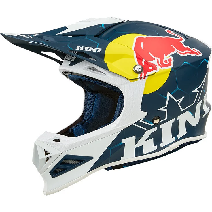 Casco Moto Cross Enduro Kini Red Bull MXC1 1.0 Blu Bianco Consegna Rapida