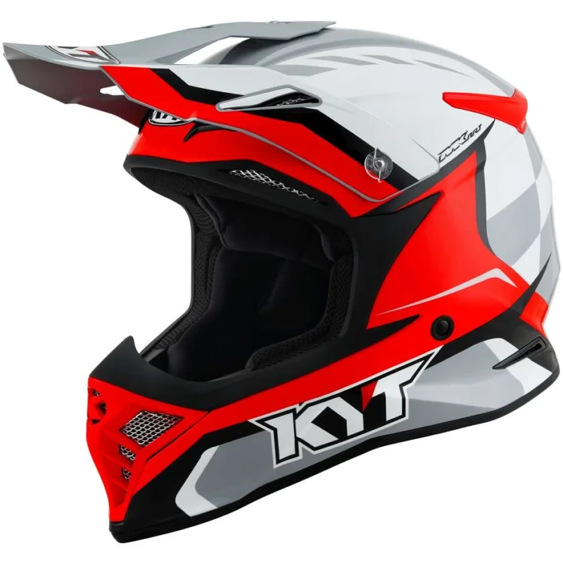 Casco Moto Cross Enduro Kyt SKYHAWK GLOWING Bianco Rosso Quantità Limitata