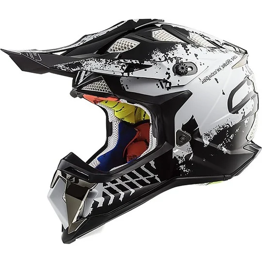 Popolare Casco Moto Cross Enduro LS2 MX 470 Subverter Intruder Nero Bianco
