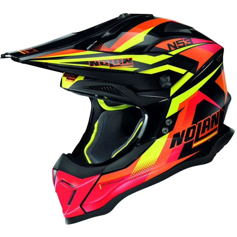 Offerta Speciale Casco Moto Cross Enduro Nolan N53 FENDER 079 Arancio Rosso Lucido