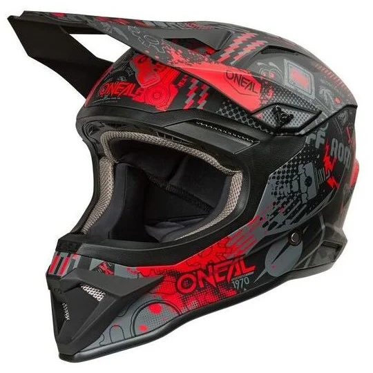 Casco Moto Cross Enduro O'NEAL 1SRS VIBRANT Nero Rosso Prezzo Conveniente