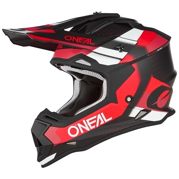 Casco moto cross Enduro Oneal 2SRS Helmet SPYDE V.23Nero Rosso Bianco Must-Have