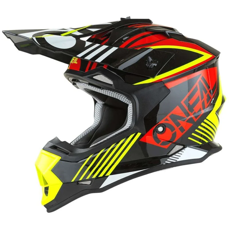 Casco moto Cross Enduro O'neal 2SRS RUSH V.22 Rosso Giallo Sconto