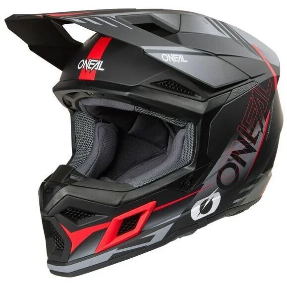 Casco Moto Cross Enduro O'NEAL 3SRS HAZE Nero Grigio Rosso Economico