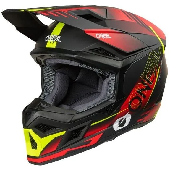 Promozione Esclusiva Casco Moto Cross Enduro O'NEAL 3SRS HAZE Nero Rosso Giallo Fluo