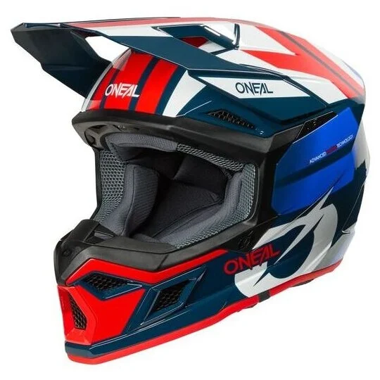Economico Casco Moto Cross Enduro O'NEAL 3SRS RIDE Blu Bianco Rosso
