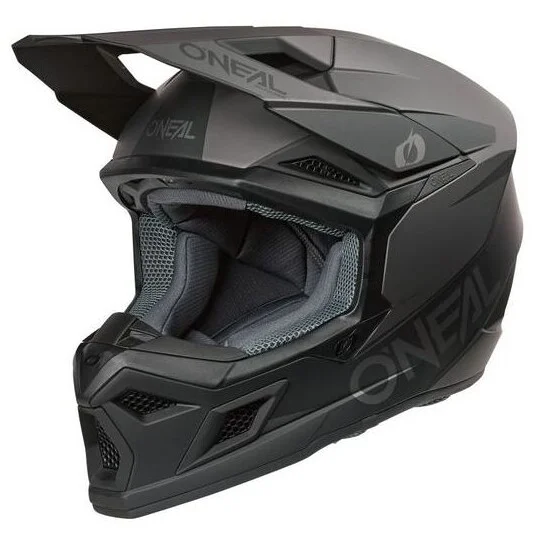 Casco Moto Cross Enduro O'NEAL 3SRS SOLID Nero Grigio Ultime Pezzi