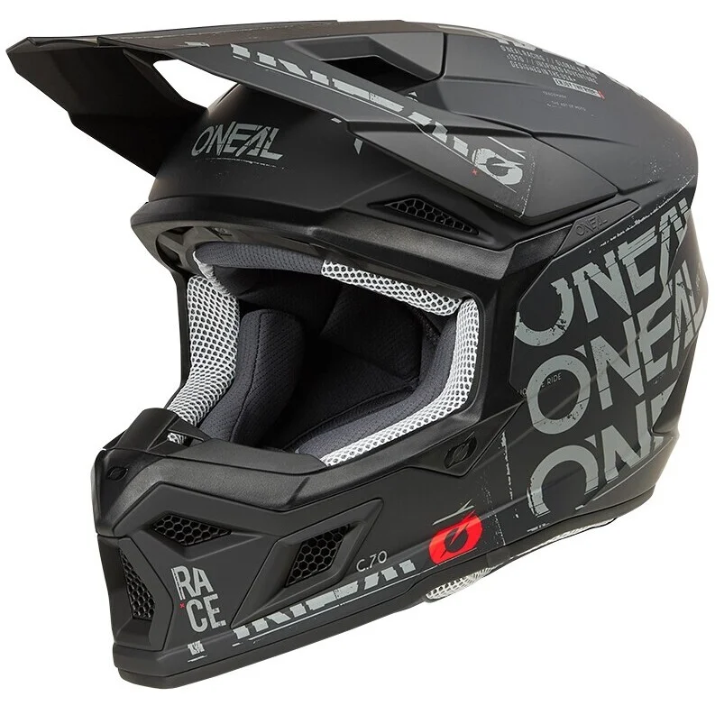 Saldi Casco Moto Cross Enduro Oneal 3SRS Static Nero Grigio