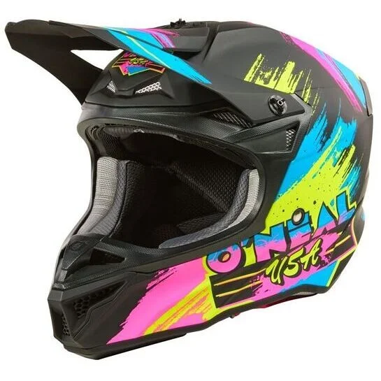 Super Prezzo Casco Moto Cross Enduro O'NEAL 5SRS RESEDA Nero Giallo Fluo