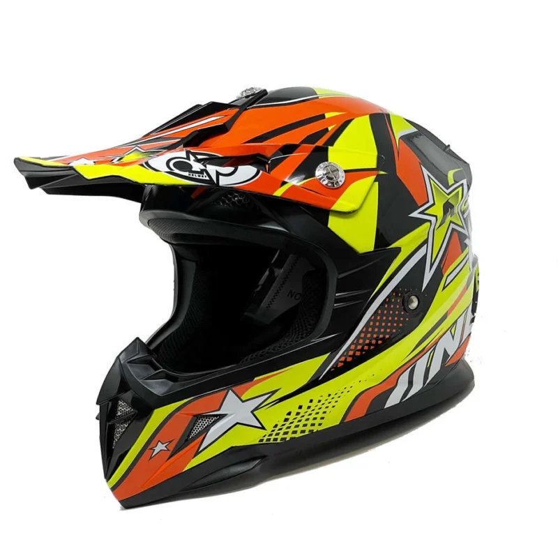 Must-Have Casco Moto Cross Enduro One Off Road STAR Giallo Arancio