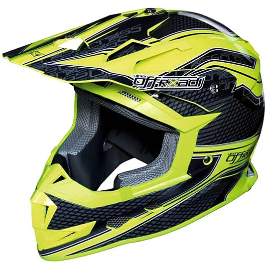 Esclusivo Casco Moto Cross Enduro One Racing Viper Nero grigio Giallo
