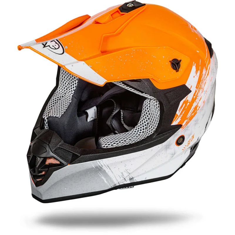 Casco moto Cross Enduro One Tiger 2.0 Arancio Bianco Reso Gratuito