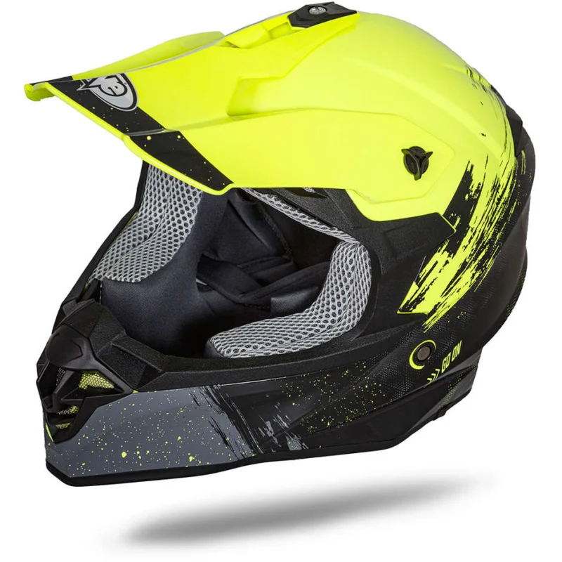 Consegna Rapida Casco moto Cross Enduro One Tiger 2.0 Nero Giallo