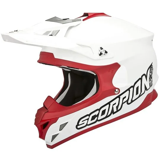 Prezzo Conveniente Casco Moto Cross Enduro Scorpion VX-15 EVO Air Solid Bianco Rosso