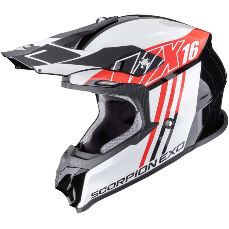 Promo Stagionale Casco Moto Cross Enduro ScorpionVX-16 EVO AIR LIGNES Nero Rosso