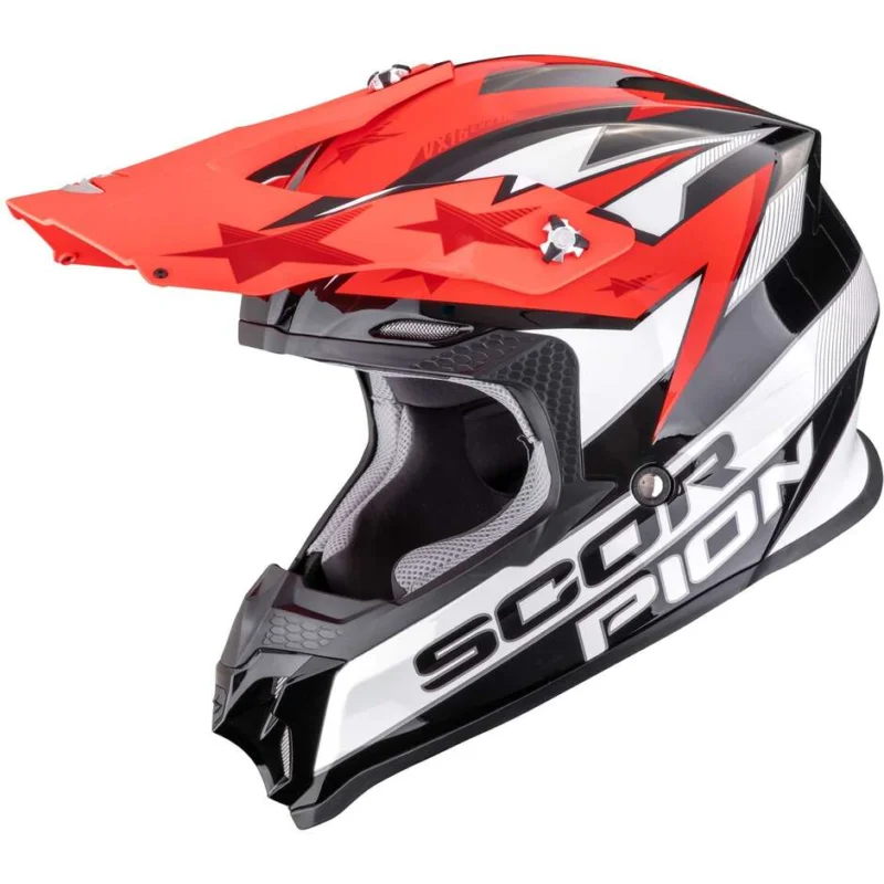 Casco Moto Cross Enduro ScorpionVX-16 EVO AIR PATRIOT Nero Bianco Rosso Spedizione Espresso