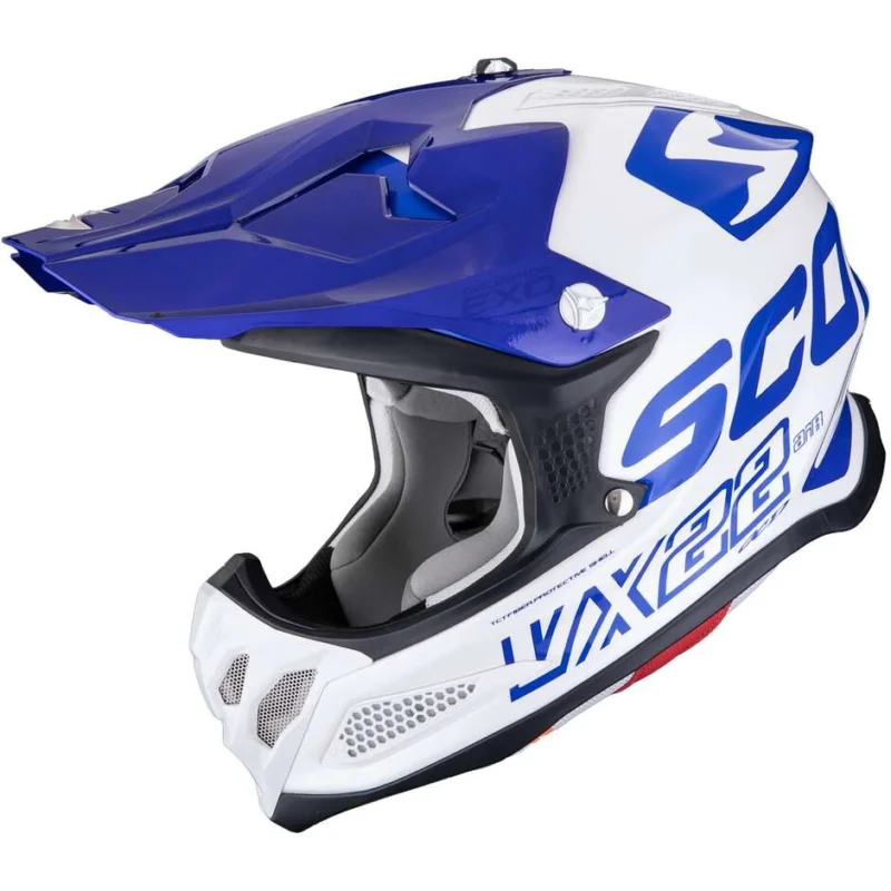 Compra Online Casco Moto Cross Enduro ScorpionVX-22 AIR UPDOWN Bianco Blu Blu