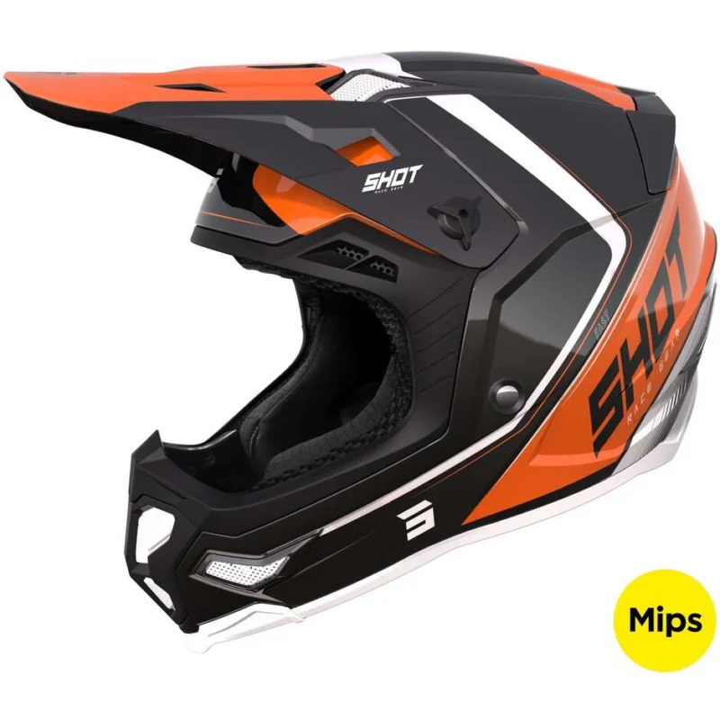 Casco Moto Cross Enduro Shot CORE FAST Arancio Perla Pagamento Sicuro