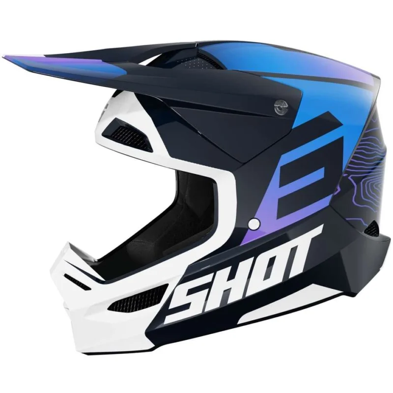 Casco Moto Cross Enduro Shot FURIOUS APEX Nero Blu Lucido Direttamente Dal Produttore