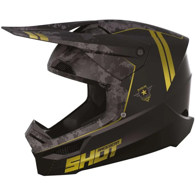 Casco Moto Cross Enduro Shot FURIOUS Army Oro Opaco Economico