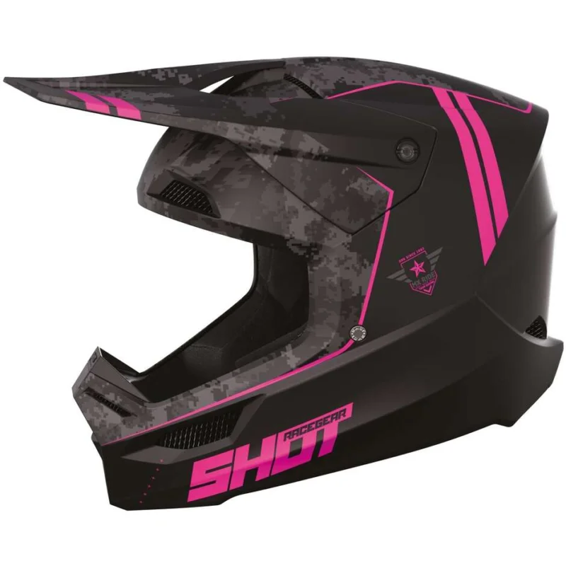 Reso Gratuito Casco Moto Cross Enduro Shot FURIOUS Army Rosa Opaco