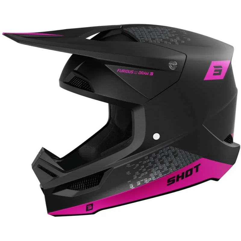 Prezzo Scontato Casco Moto Cross Enduro Shot FURIOUS DRAW Rosa Nero Opaco
