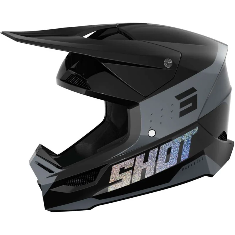 Novità Casco Moto Cross Enduro Shot FURIOUS LEAGUE Olografico Nero Lucido