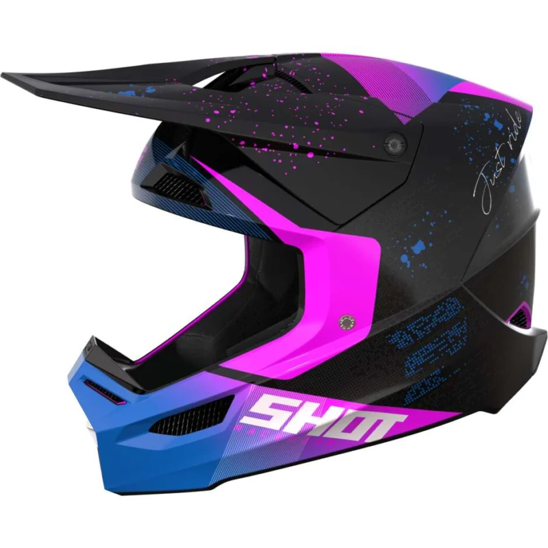 Casco Moto Cross Enduro Shot FURIOUS MATRIX PURPLE Lucido Reso Gratuito